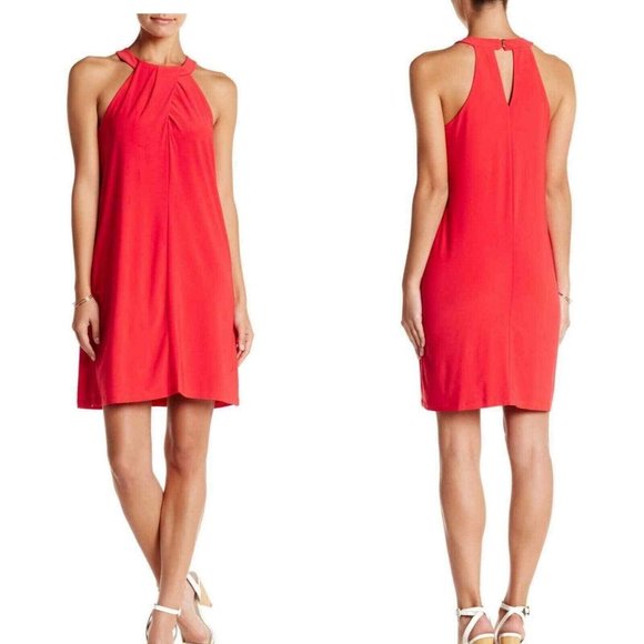 Cynthia‎ Steffe Dress Womens Small Halter Shift Red Keyhole Party S $178 New - Picture 1 of 8